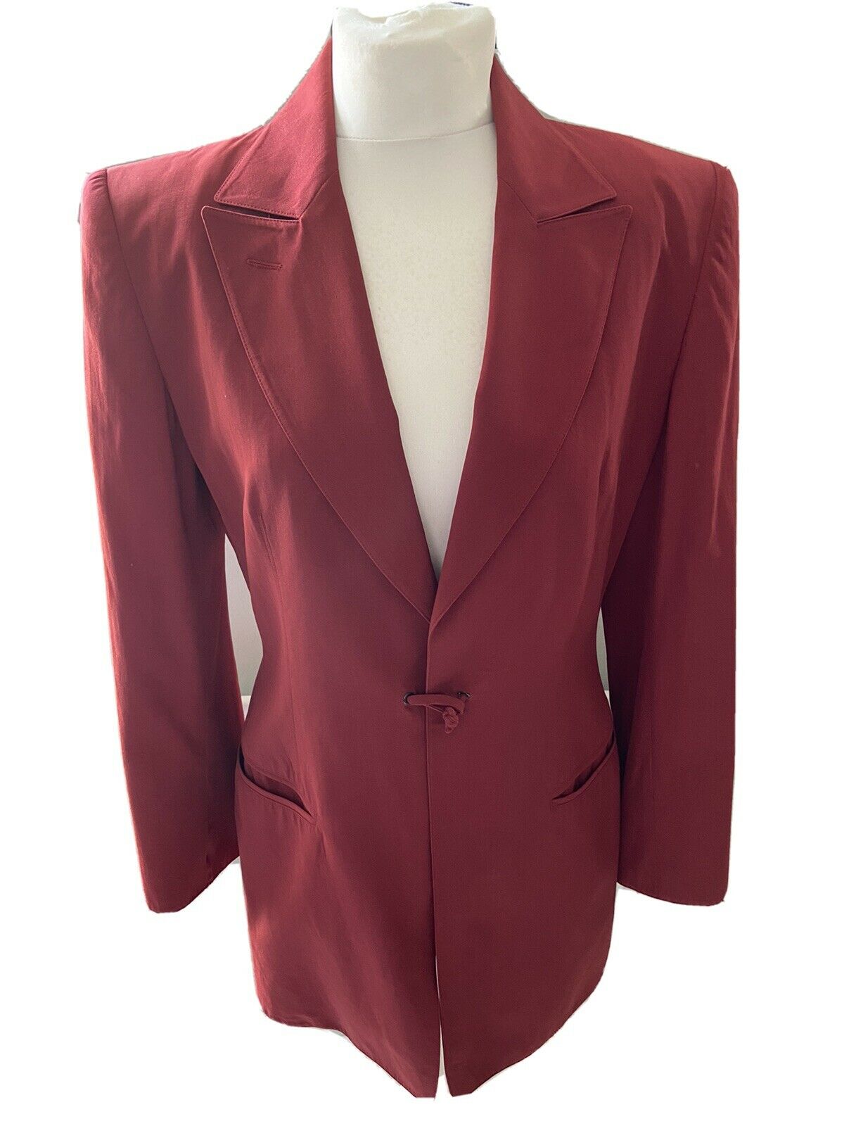 Vintage 80s CLAUDE MONTANA Burgandy Red Wool Blend Blazer EU44 US10 UK14 Emily London