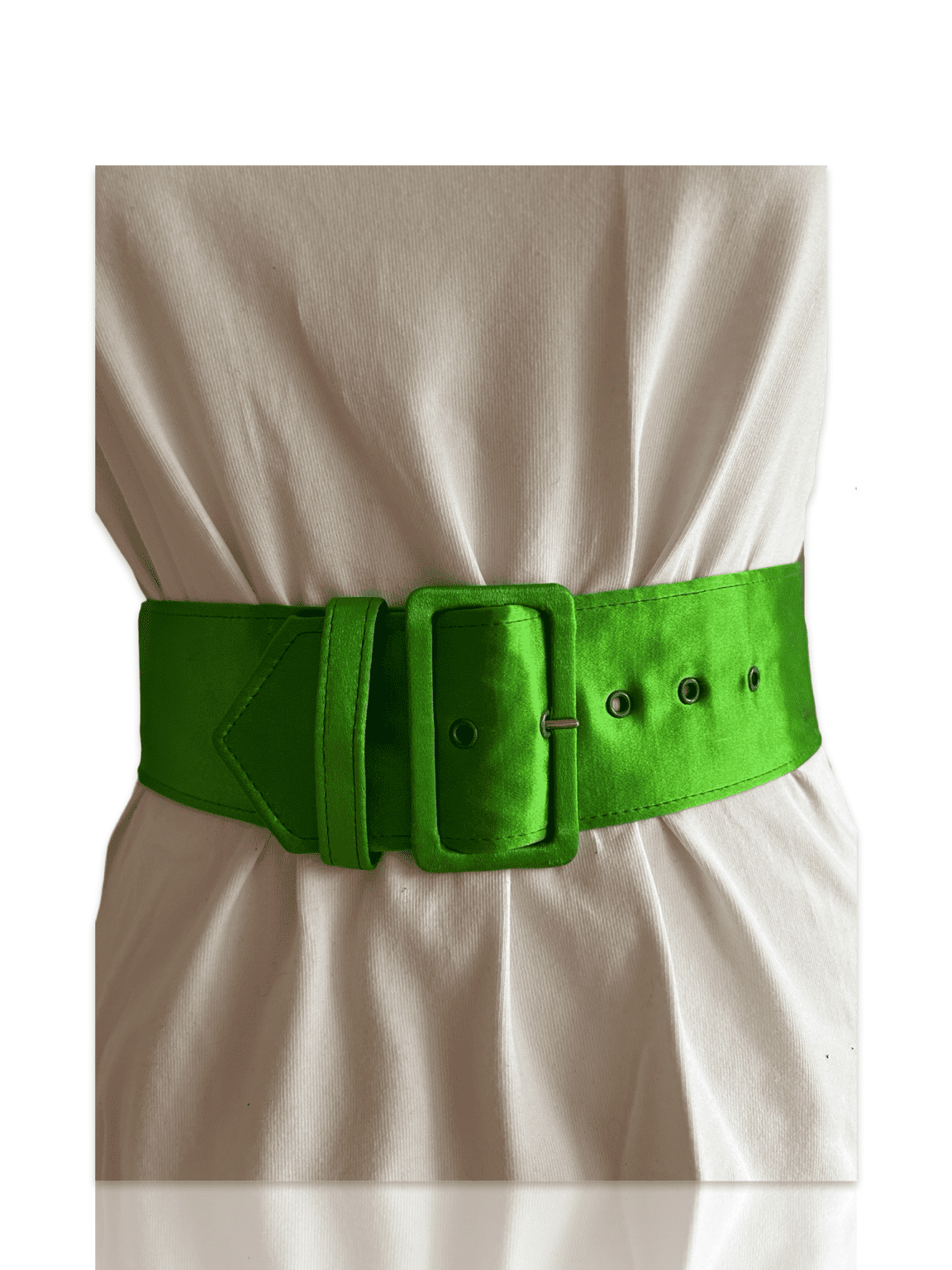 Vintage Kelly Green Satin Wide Waist Belt